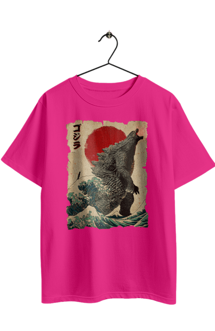 Oversized t-shirt with prints Godzilla. Dinosaur, godzilla, japan, kaiju, movie, mutant. 2070702