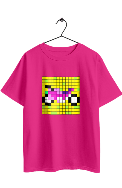 Футболка оверсайз з принтом "Pixel Bike". Байк, мотоцикл, пиксель, цветной, яркий. 2070702