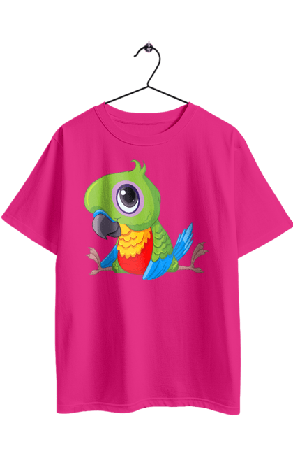 Oversized t-shirt with prints Lovebird. Nicely, parrot. 2070702