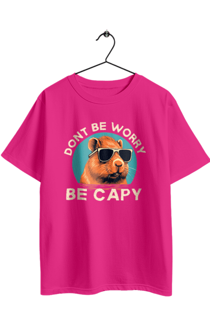 Футболка оверсайз з принтом "Капібара". Capybara, водосвинка, гризун, капібара, окуляри, тварина. 2070702