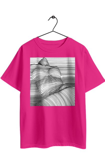 Футболка оверсайз з принтом "Дівчина В Смужку". Гола, сиськи. 2070702