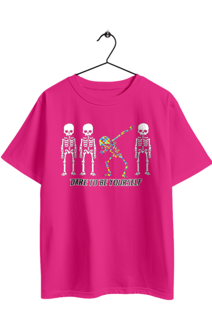 Oversized t-shirt with prints Dare to be yourself. Be yourself, creativity, dancing skeleton, individuality, personality, self-expression, skeleton. 2070702