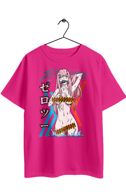 Футболка оверсайз с принтом Милый во Франксе Zero Two. Anime, manga, zero two, аниме, зеро ту, манга, милый во франксе, ноль два. 2070702