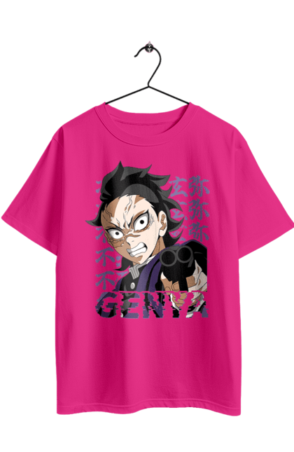 Футболка оверсайз з принтом "Винищувач Демонів Генья Шіназугава". Demon slayer, genya shinazugawa, kimetsu no yaiba, аніме, винищувач демонів, ген я, ген я сінадзугава, генья, генья шіназугава, манга. 2070702