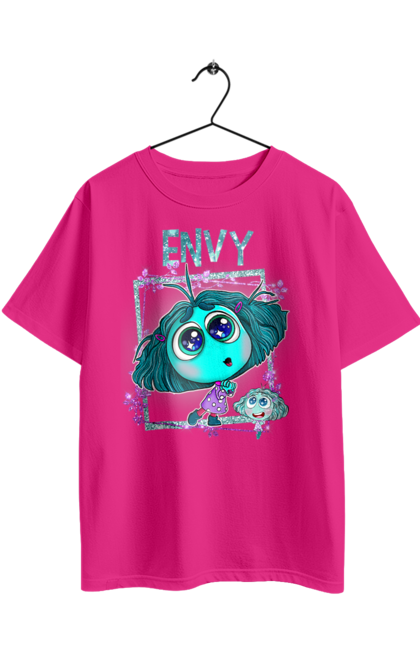 Футболка оверсайз з принтом "Думками навиворіт Заздрість". Envy, inside out, pixar, думками навиворіт, емоції, заздрість, мультфільм. 2070702