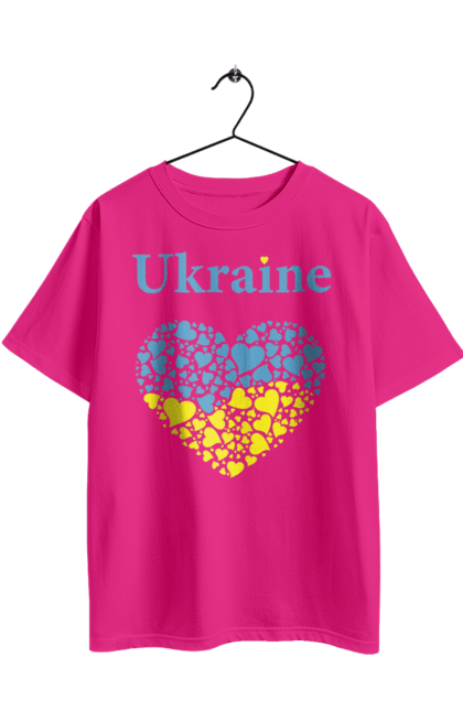 Футболка оверсайз з принтом "Ukraine Heart". Прапор, серце, україна. 2070702