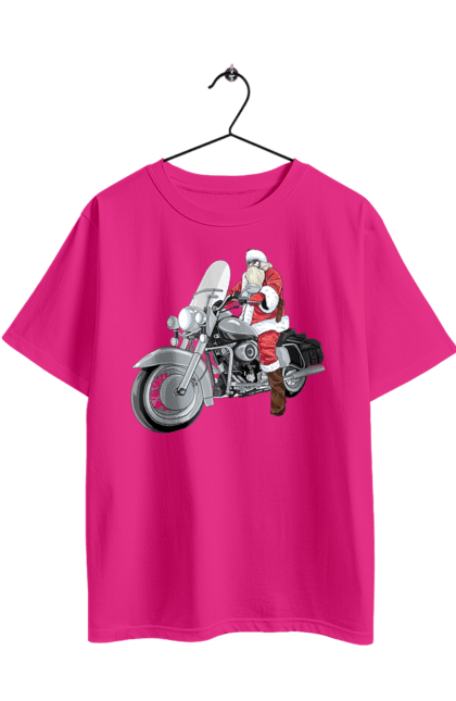 Футболка оверсайз з принтом "Санта На Мотоциклі". Мотоцикл, новий рік, санта, свято. 2070702