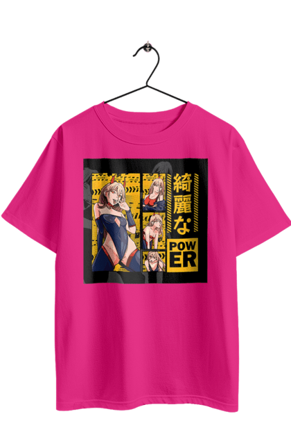 Футболка оверсайз з принтом "Людина Бензопила Пауер". Anime, chainsaw man, manga, power, аніме, демон, людина-бензопила, манга, пауер, шьонен. 2070702