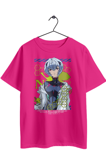 Футболка оверсайз з принтом "Євангеліон Рей". Аніме, аянамі, єва, єва 00, євангеліон, манга, меха, рей, синдзі. 2070702