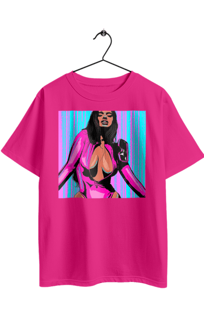 Футболка оверсайз з принтом "Дівчина З Глибоким Декольте". Гола, дівчина, сиськи. 2070702