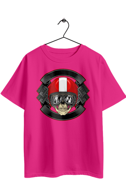 Футболка оверсайз з принтом "череп мотоцикліст". Мотоцикліст \, череп, шолом. 2070702