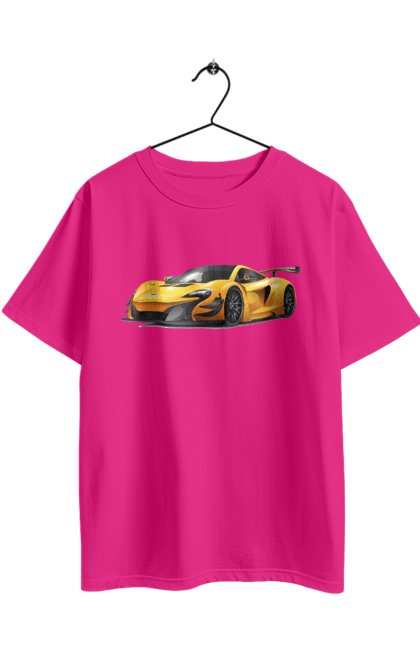 Футболка оверсайз з принтом "Спорткар". Автомобіль, жовтий автомобіль, жовтий спорткар, спорт, спорткар. 2070702