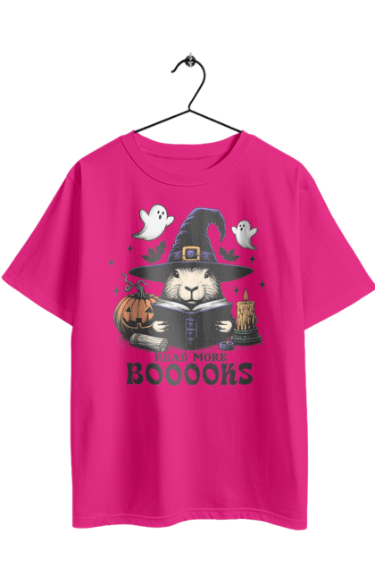 Футболка оверсайз з принтом "Капібара Хелловін". Capybara, halloween, відьма, водосвинка, гарбуз, гризун, капібара, свято, тварина, хелловін. 2070702