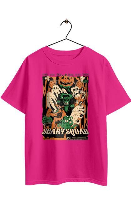 Футболка оверсайз з принтом "Хелловін Страшний загін". 31 жовтня, halloween, гелловін, жовтень, капощі, ласощі, привид, свято, скелет, хелловін. 2070702