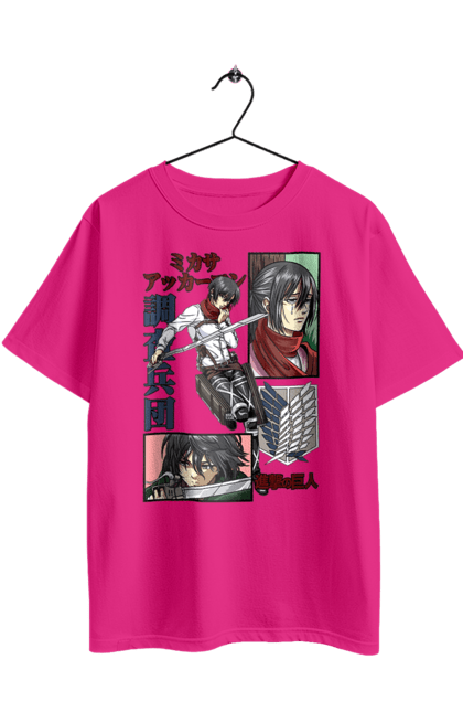 Футболка оверсайз з принтом "Атака Титанів Мікаса Аккерман". Anime, manga, mikasa ackerman, аніме, атака титанів, драма, манга, мікаса, мікаса аккерман. 2070702