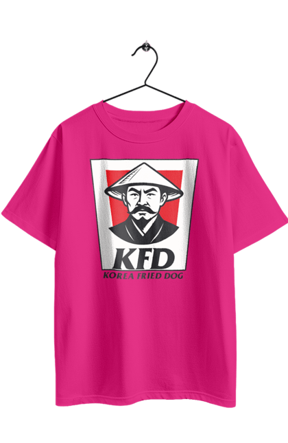 Футболка оверсайз з принтом "Korea Fried Dog". Бренди, гумор, жартівливі, кфц, літні, прикольні, смішні, фаст-фуд. 2070702