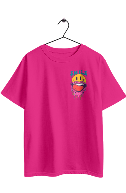 Футболка оверсайз з принтом "Літній смайл". Брутальний смайл, весела пика, жарко, комп`ютерна посмішка, людина з посмішкою, пика, посмішка, смайл, смайлик, усміхнена пика. 2070702