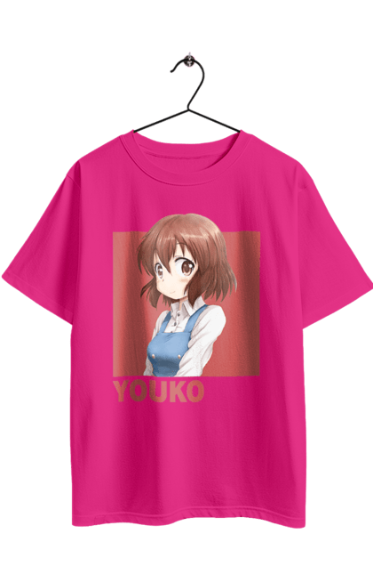 Футболка оверсайз с принтом Золотая мозаика Ёко Инокума. Anime, kiniro mosaic, kinmoza, manga, yoko inokuma, аниме, еко, ёко инокума, золотая мозаика, манга. 2070702