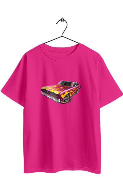 Футболка оверсайз з принтом "Кастом автомобіль". Авто, автомобіль, аерографія, вогонь, кастом, машина, полум я, тюнінг. 2070702
