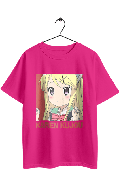 Футболка оверсайз с принтом Золотая мозаика Карен Кудзё. Anime, karen kujo, kiniro mosaic, kinmoza, manga, аниме, золотая мозаика, карен, карен кудзё, манга. 2070702