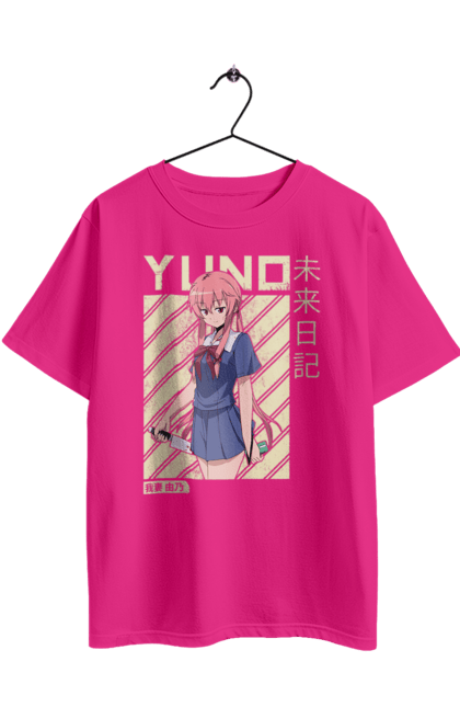 Футболка оверсайз з принтом "Щоденник майбутнього Юно Гасай". Anime, future diary, manga, survival game, yuno gasai, аніме, манга, щоденник майбутнього, юно гасай. 2070702
