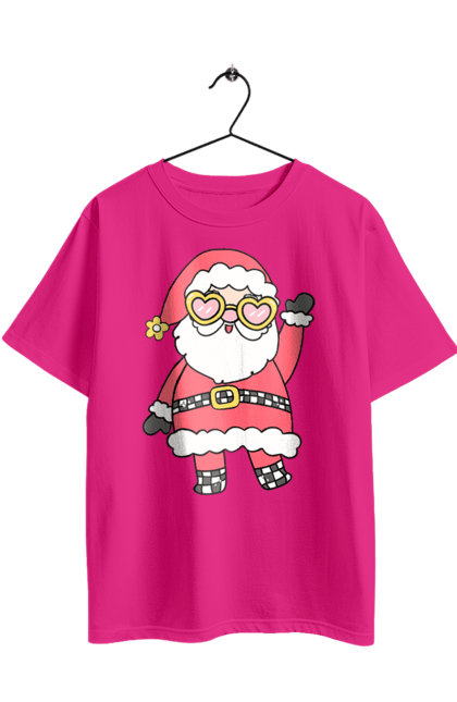 Футболка оверсайз з принтом "Санта Клаус в окулярах". Santa claus, зимові свята, новий рік, різдвяний декор, різдвяний принт, санта клаус, святковий настрій. 2070702