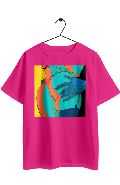 Футболка оверсайз з принтом "Жіноча Попа В Чоловічих Руках". Гола, жопа, ляпас. 2070702