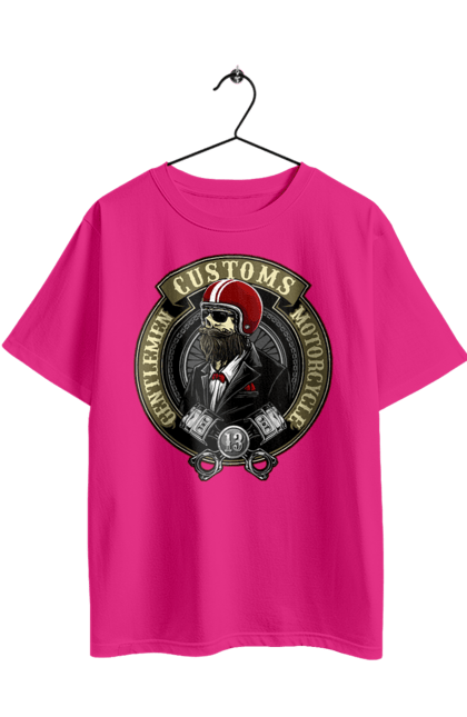 Футболка оверсайз з принтом "джентльменський мотоцикл". Джентельмен, джентльмен, мотоцикл, череп, шолом. 2070702