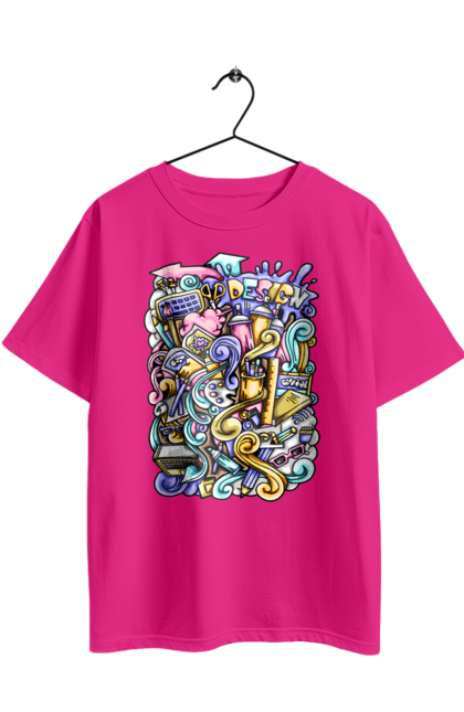 Футболка оверсайз з принтом "Школа навчання". Зошит, калькулятор, канцелярія, навчання, олівець, ручка, школа. 2070702