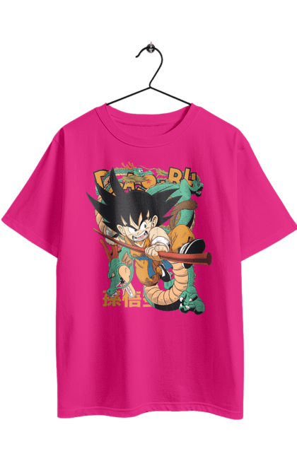 Oversized t-shirt with prints Dragon Ball Son Goku. Anime, dragon ball, goku, manga, son goku, tv series. 2070702