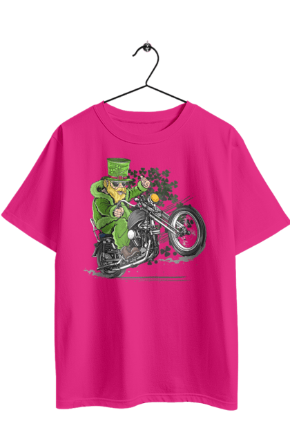 Футболка оверсайз з принтом "Патрік На Мотоциклі". Мотоцикл, патрик, свято. 2070702