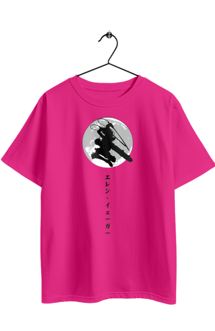 Футболка оверсайз з принтом "Атака Титанів Ерен". Аніме, атака титанів, бойовик, драма, ерен, ерен йегер, манга, постапокаліптика, темне фентезі. 2070702