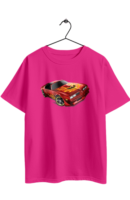 Футболка оверсайз з принтом "Машина червона, швидкісна". Їзда, колеса, машина, швидкість. 2070702