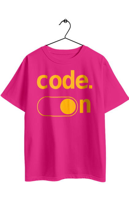 Футболка оверсайз з принтом "Код увімкнено". Айті, айтішник, для айтішника, для програміста, код увімкнено, подарунок айтішнику, подарунок програмісту, програміст, розробник. 2070702