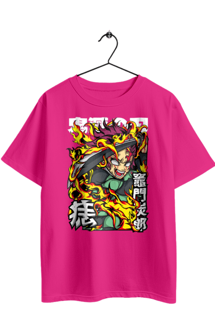 Футболка оверсайз з принтом "Винищувач Демонів Танджіро". Demon slayer, kamado tanjiro, kimetsu no yaiba, аніме, винищувач демонів, манга, танджіро, танджіро камадо. 2070702