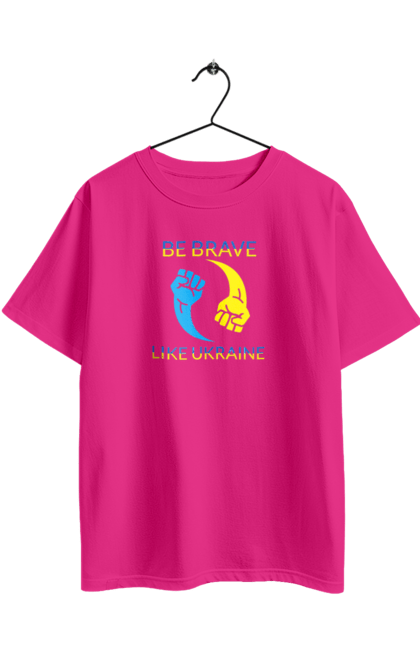 Футболка оверсайз з принтом "Будь сильним як Україна". Будь сильним, війна, всу, збройні сили україни, зсу, прапор україни, стяг, українська символіка, флаг, як україна. 2070702