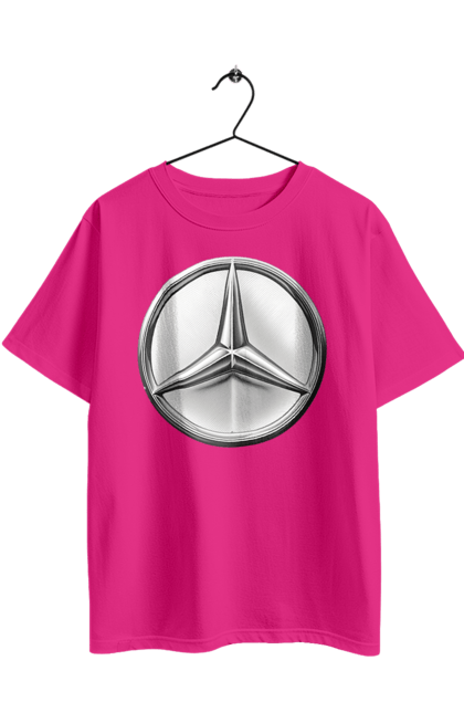 Футболка оверсайз з принтом "Mercedes Benz Лого Металік". Авто, автомобіль, логотип мерседес, машини, мерс, мерседес. 2070702