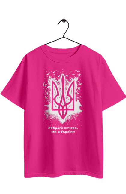 Футболка оверсайз з принтом "Доброго вечора". Герб, героям слава, добрий вечір, доброго вечора, йди на хуй, патріоти, російський військовий корабель, слава україні. 2070702