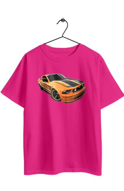 Футболка оверсайз з принтом "Помаранчева, швидкісна машина". Їзда, колеса, машина, швидкість. 2070702