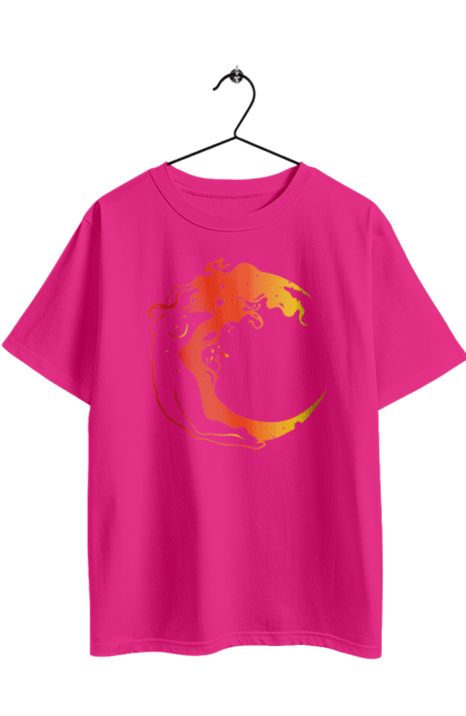 Футболка оверсайз з принтом "Дівчина місяць". Дівчина, зірки, космічне, космос, місяць. 2070702