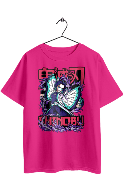 Футболка оверсайз з принтом "Винищувач Демонів Шинобу". Anime, demon slayer, kimetsu no yaiba, manga, shinobu, аніме, винищувач демонів, манга, серіал, шинобу. 2070702