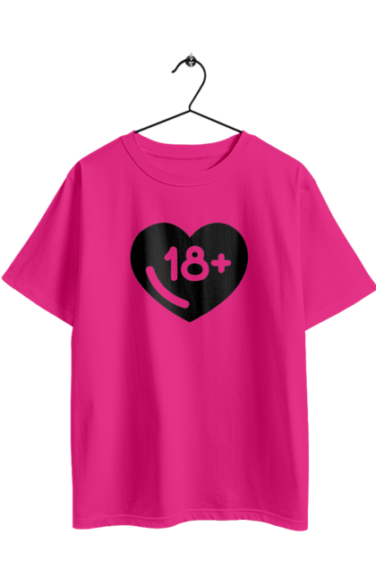 Футболка оверсайз з принтом "18+". 18+, запрет, секс, сердце, черное. 2070702