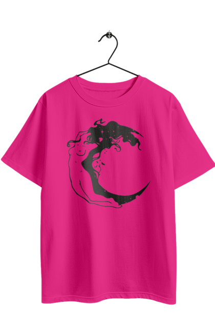 Футболка оверсайз з принтом "Дівчина місяць". Дівчина, зірки, космічне, космос, місяць. 2070702