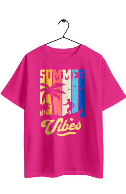 Футболка оверсайз з принтом "Пляжні літні флюїди". Відпочинок, відпустка, літо, море, пляж, серфінг, тропіки. 2070702