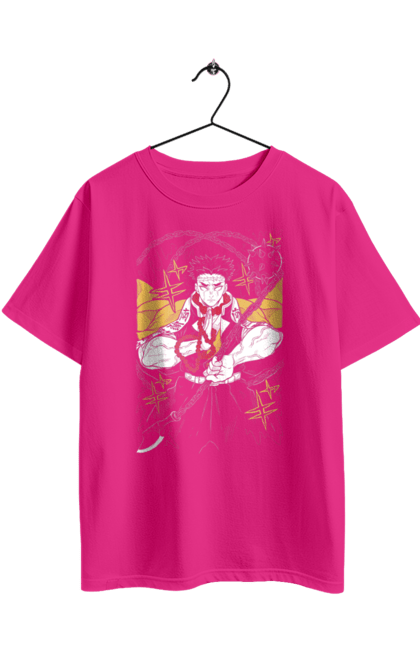 Футболка оверсайз с принтом Клинок Рассекающий Демонов Гёмей. Anime, demon slayer, gyomei, gyomei himejima, kimetsu no yaiba, аниме, гёмей, гёмей химеджима, истребитель демонов, манга. 2070702