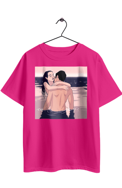 Футболка оверсайз з принтом "Парочка Обнімається В Річці". Голо, кохання, пара. 2070702