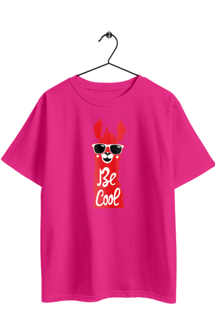 Футболка оверсайз з принтом "Крута лама". Звірі, круте, круто, лама, окуляри, тварини. 2070702