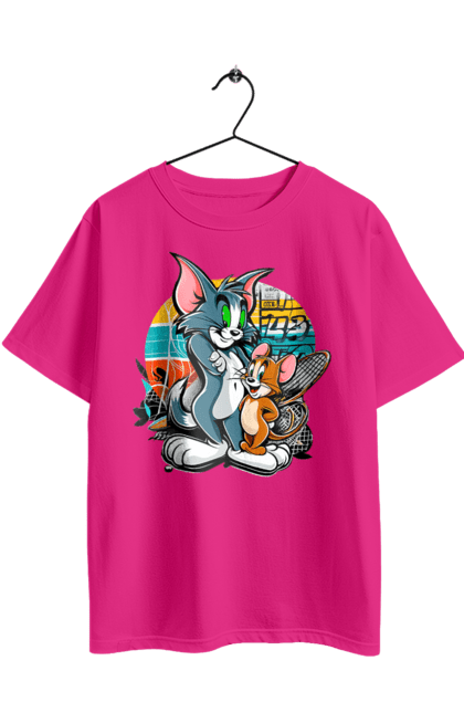 Футболка оверсайз з принтом "Том і Джеррі". Jerry, tom, tom and jerry, джеррі, кіт, мишеня, мультсеріал, том, том і джеррі. 2070702