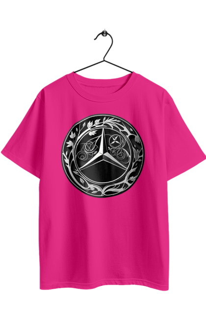 Футболка оверсайз з принтом "Mercedes Benz Лого Арт". Авто, автомобіль, логотип мерседес, машини, мерс, мерседес. 2070702