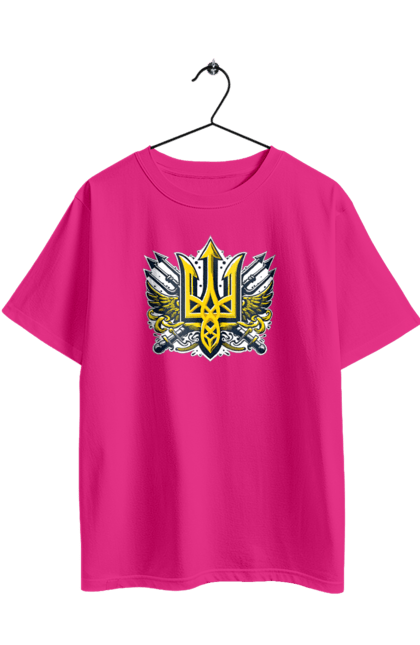 Футболка оверсайз з принтом "Символіка україни". Герб, патріотичні зображення, символіка, тризуб, україна. 2070702